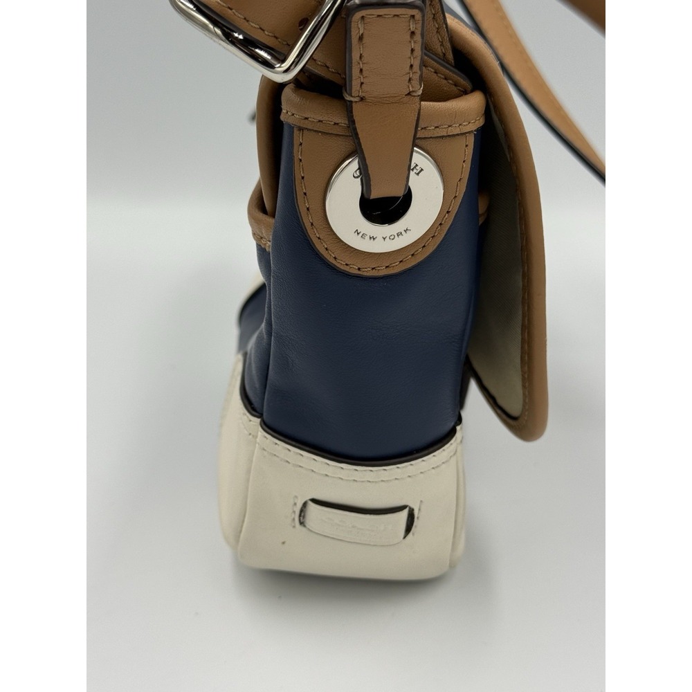 COACH Hadley Leather Field Crossbody Bag Color Block Blue Tan Purse F29763 - Picture 12 of 14